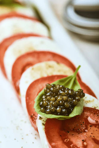 CAPRESE SALAD WITH CELESTE CAVIAR